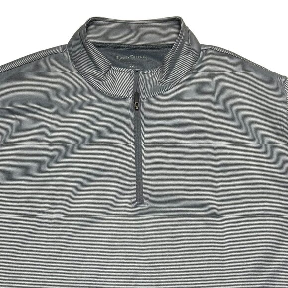 Hickey Freeman 1/4 Zip Golf Pullover Shirt Mens XXL Gray Striped Long Sleeve - Picture 2 of 8